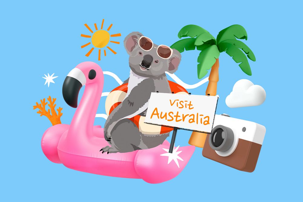 Visit Australia, editable word 3D remix