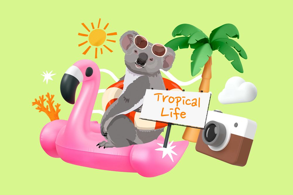 Tropical life, editable word 3D remix