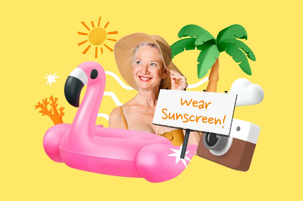 Wear sunscreen, editable word 3D remix