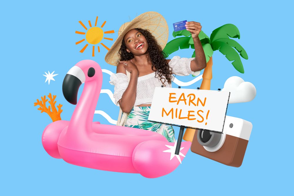 Earn miles, editable word 3D remix