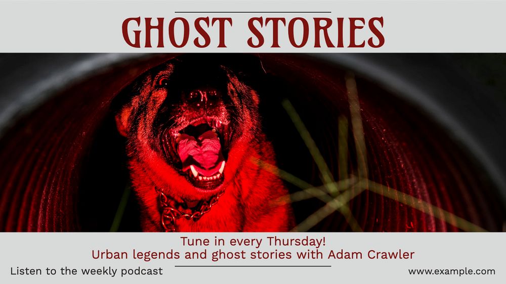 Ghost stories blog banner template, editable text