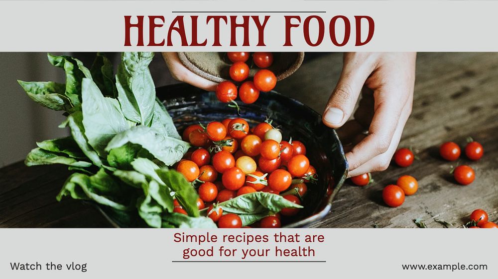 Healthy food blog banner template, editable text