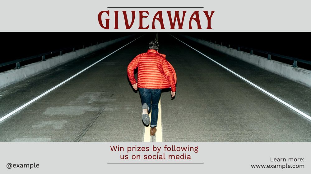 Social media giveaway blog banner template, editable text