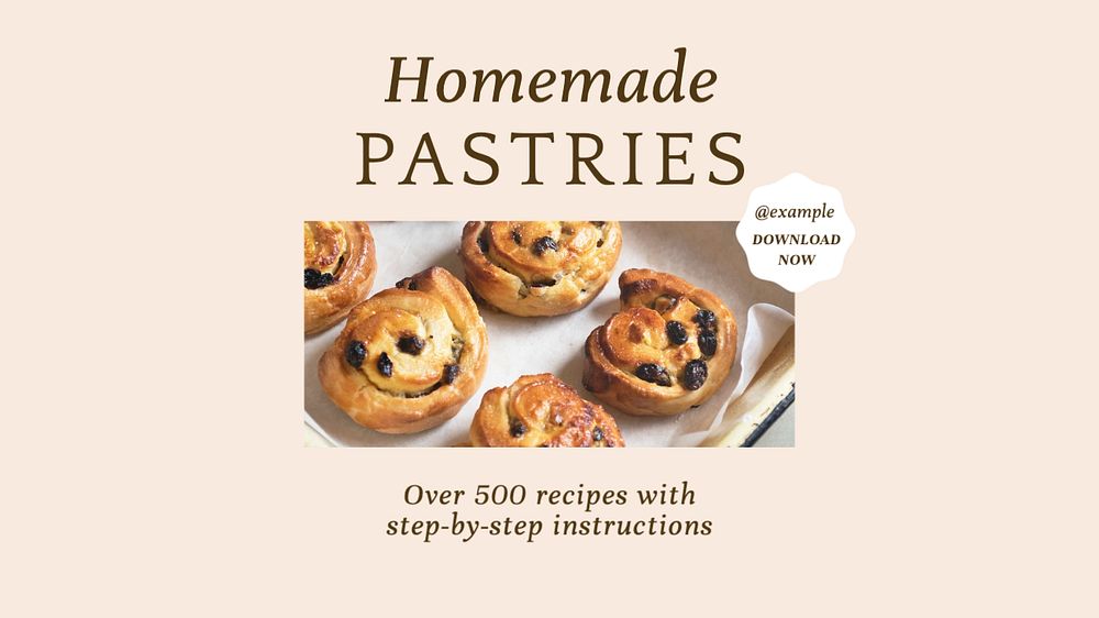 Homemade pastries blog banner template, editable text