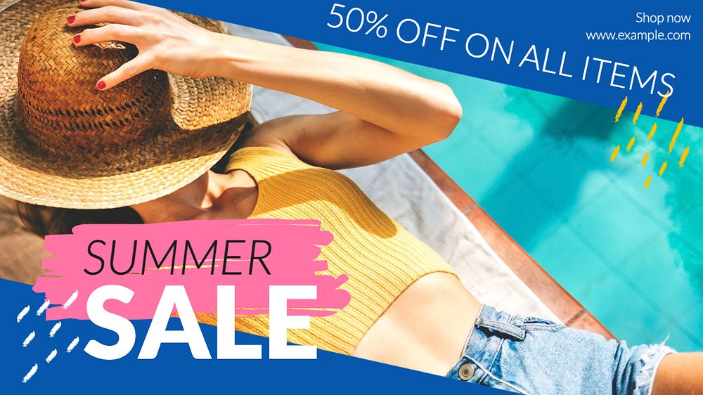 Summer sale blog banner template, editable text