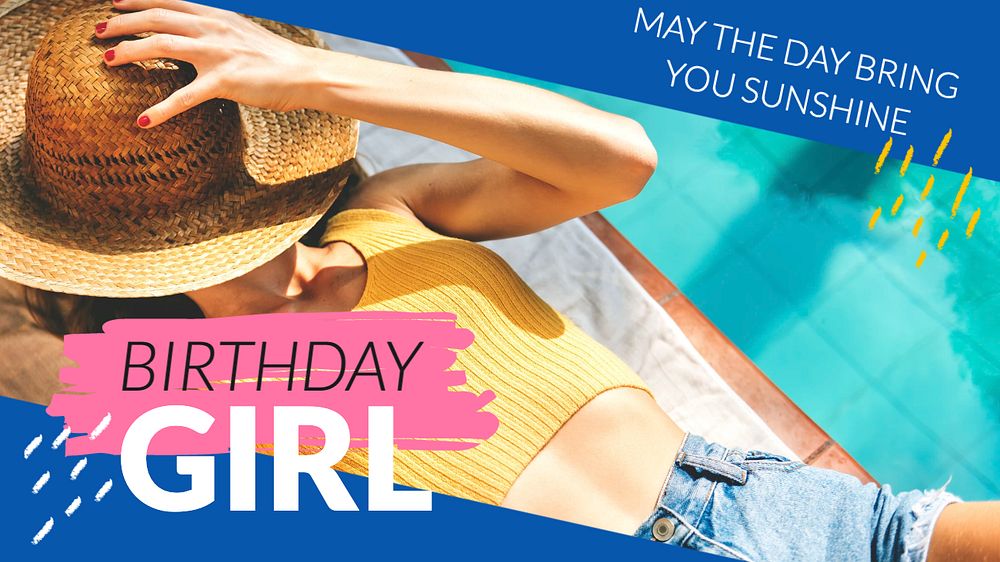 Birthday girl blog banner template, editable text