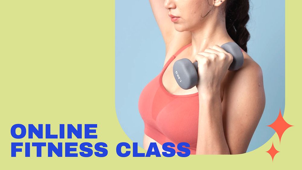 Online fitness class blog banner template, editable text