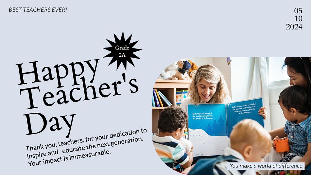 Happy teacher's day blog banner template, editable text