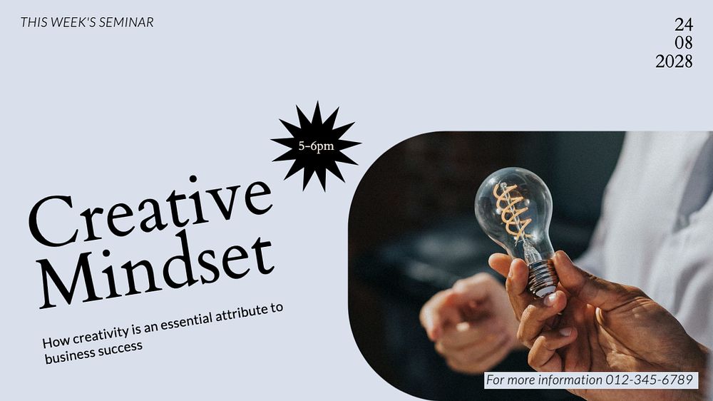 Creative mindset seminar blog banner template, editable text