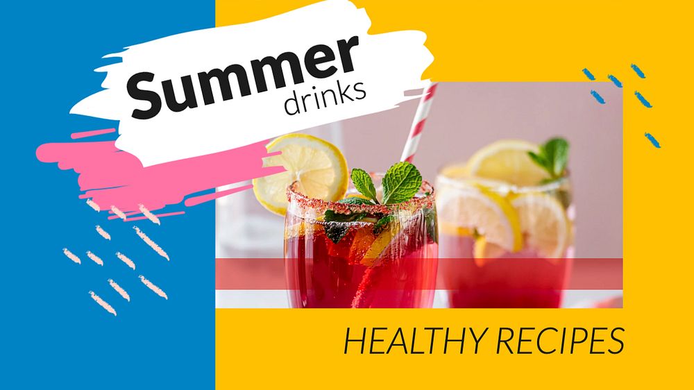 Summer drinks blog banner template, editable text