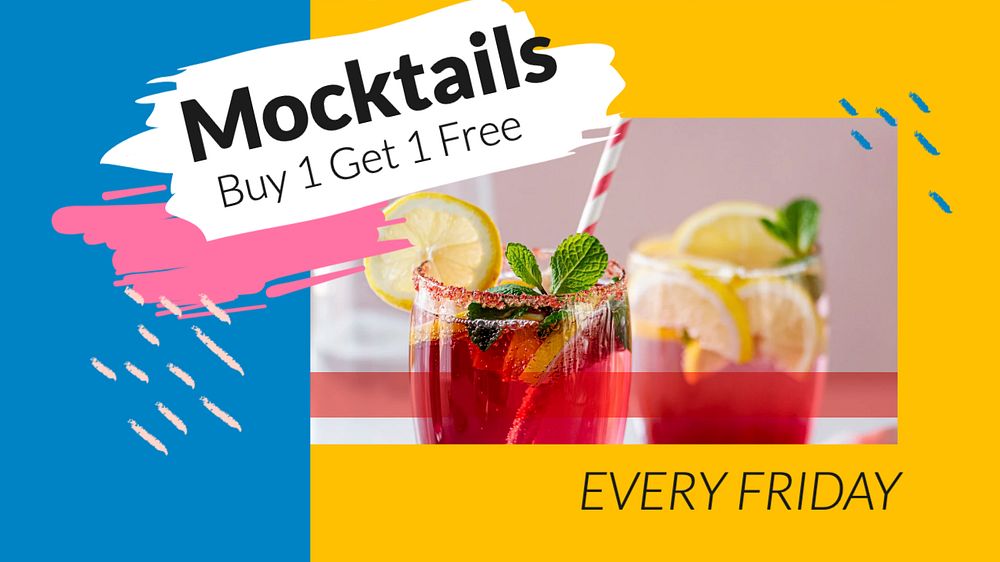 Mocktails promotion blog banner template, editable text