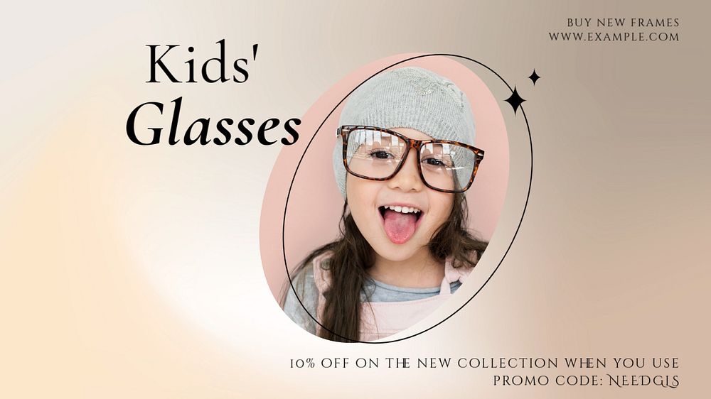 Kids' glasses blog banner template, editable text