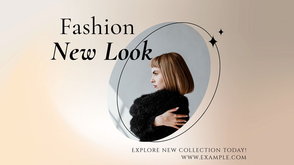 New fashion look blog banner template, editable text