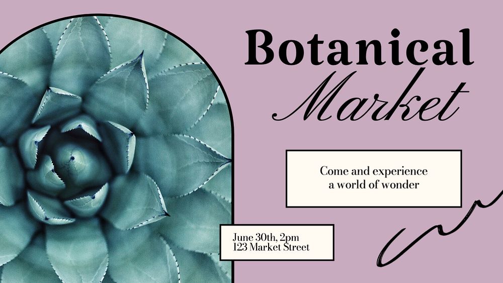 Botanical market blog banner template, editable text