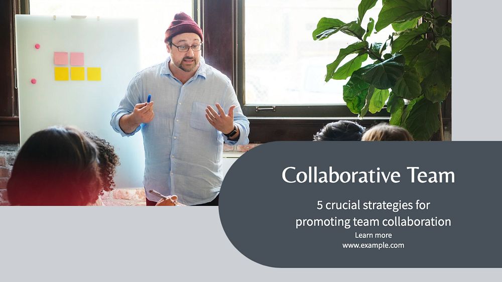 Team collaboration blog banner template, editable text