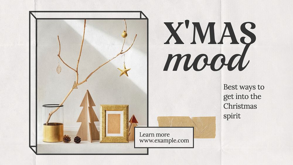 Xmas spirit blog banner template, editable text