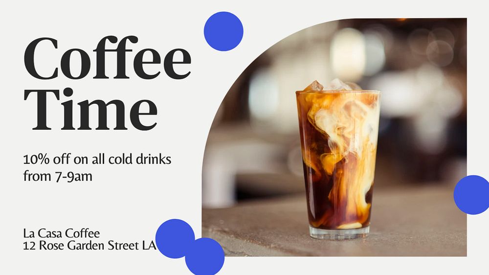 Coffee time blog banner template, editable text