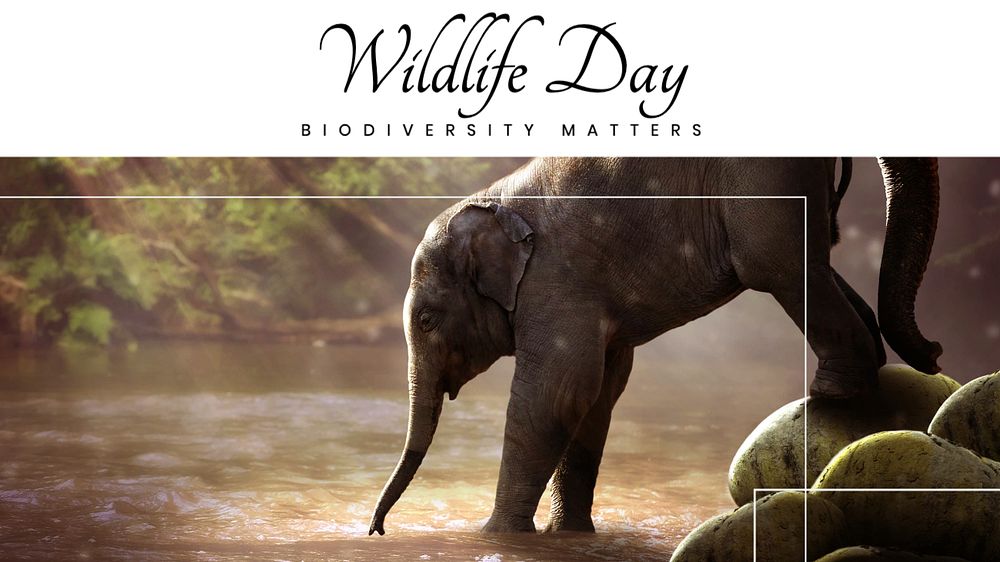 Wildlife day blog banner template, editable text