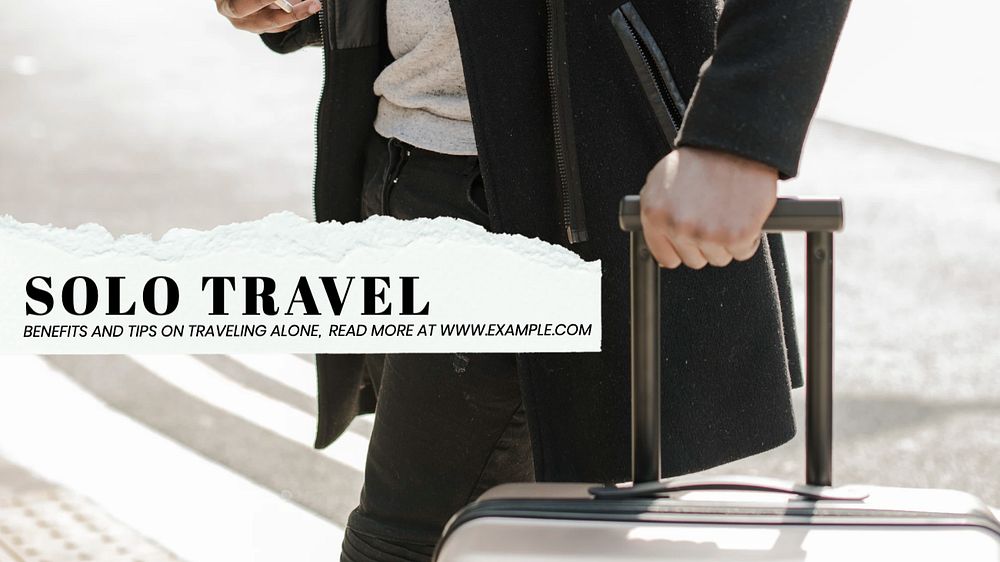 Solo travel blog banner template, editable text