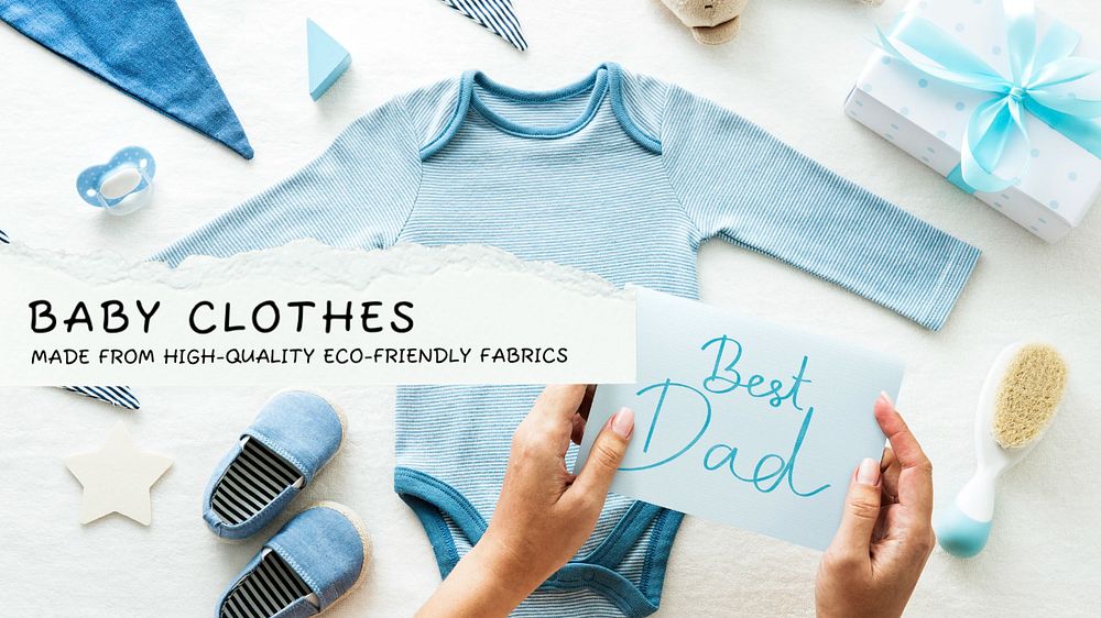 Baby clothes blog banner template, editable text