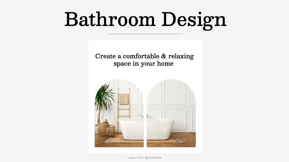 Bathroom design blog banner template, editable text