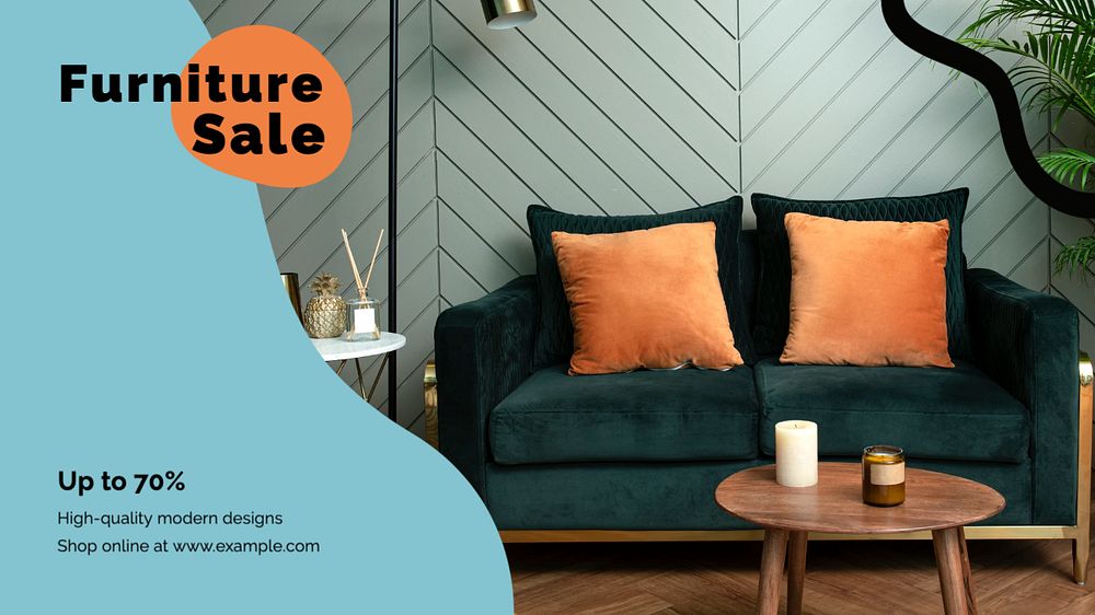 Furniture sale blog banner template, editable text