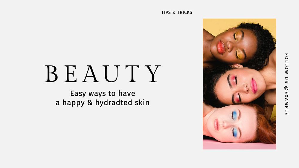 Beauty blog banner template, editable text