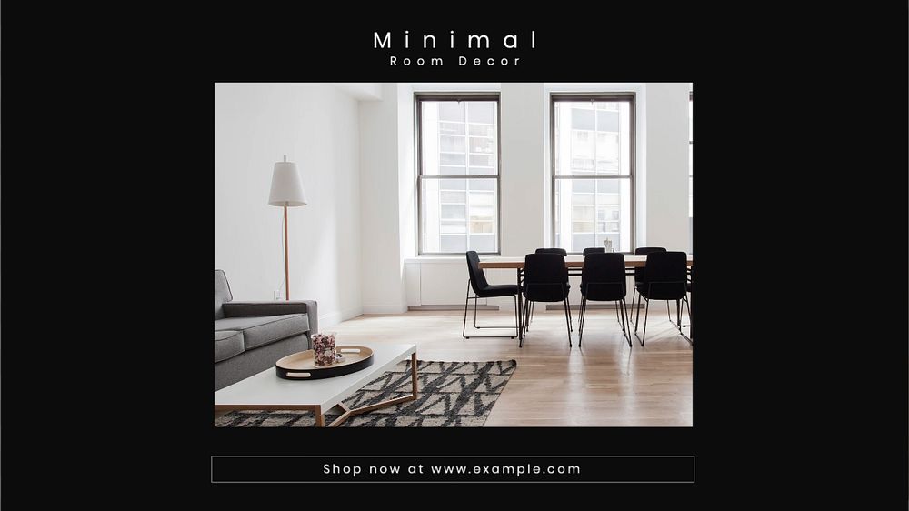 Minimal room decor blog banner template, editable text