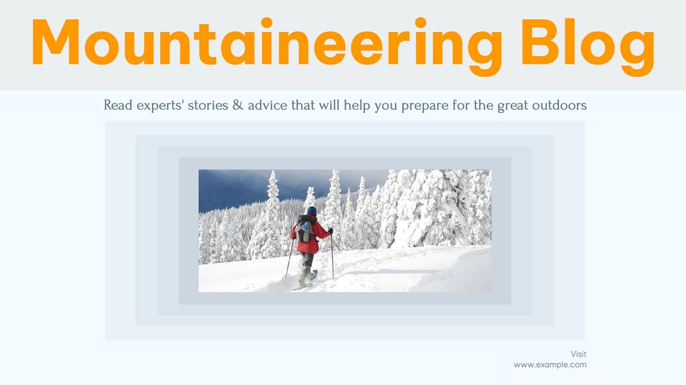 Mountaineering blog blog banner template, editable text