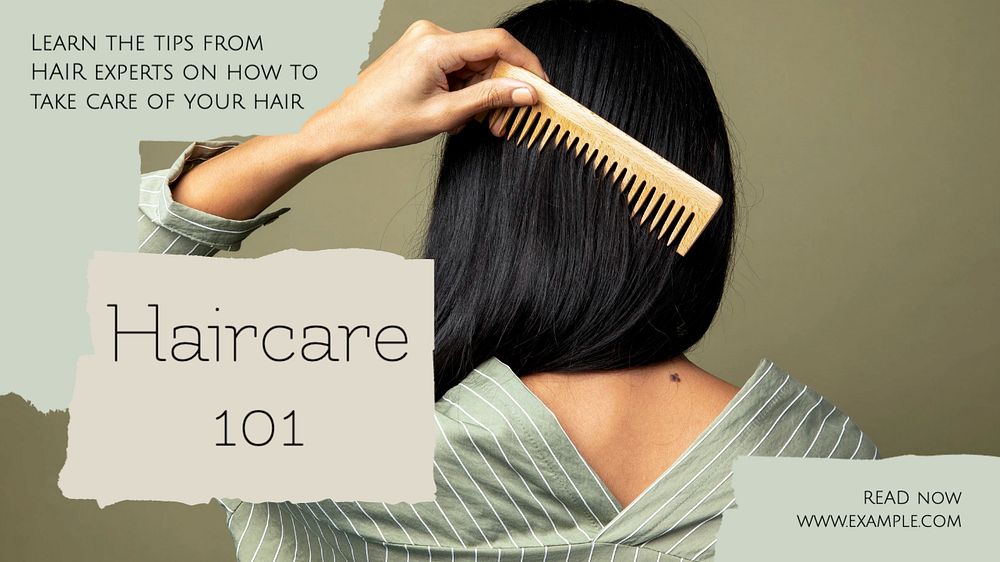 Haircare 101 blog banner template, editable text