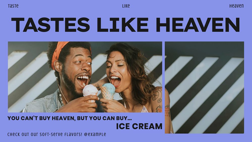 Ice-cream shop blog banner template, editable text