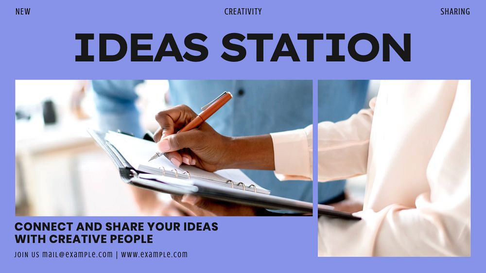 Ideas station blog banner template, editable text