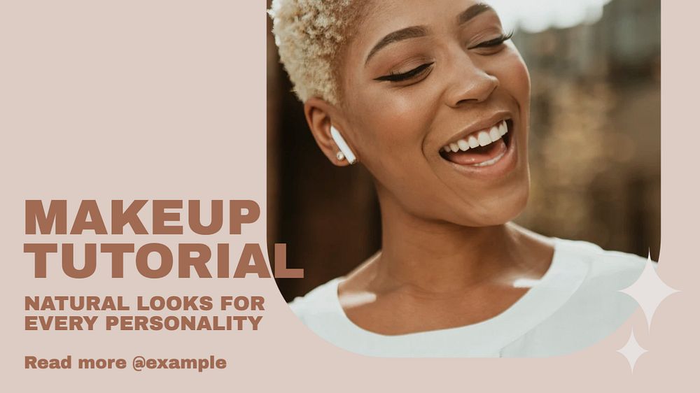 Makeup tutorial blog banner template, editable text