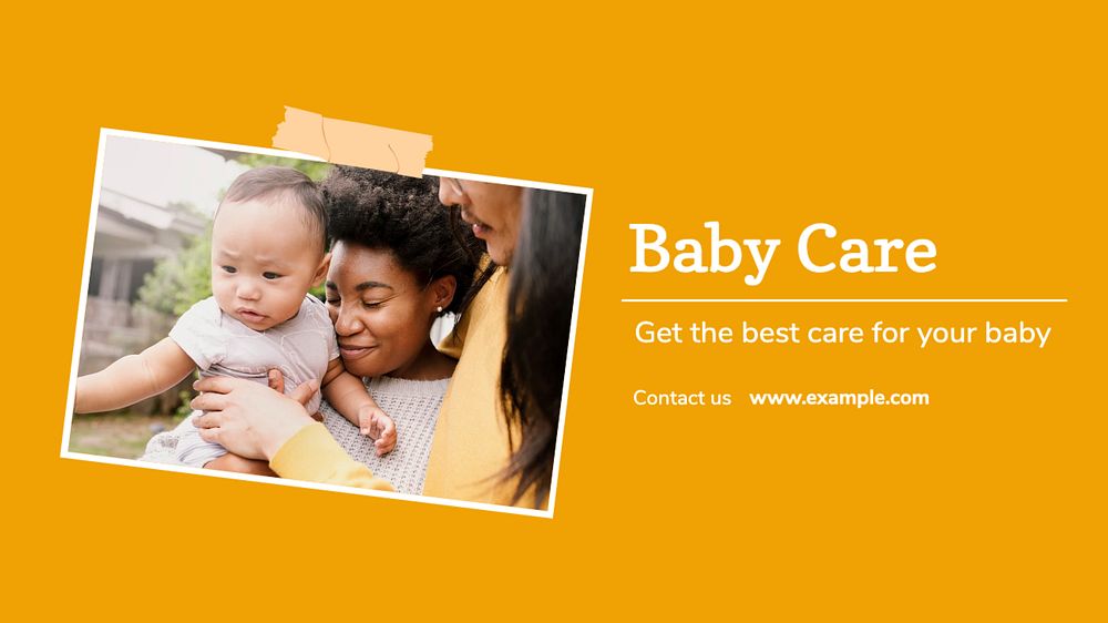 Baby care blog banner template, editable text