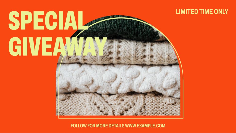 Special giveaway blog banner template, editable text