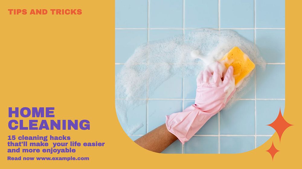 Home cleaning blog banner template, editable text