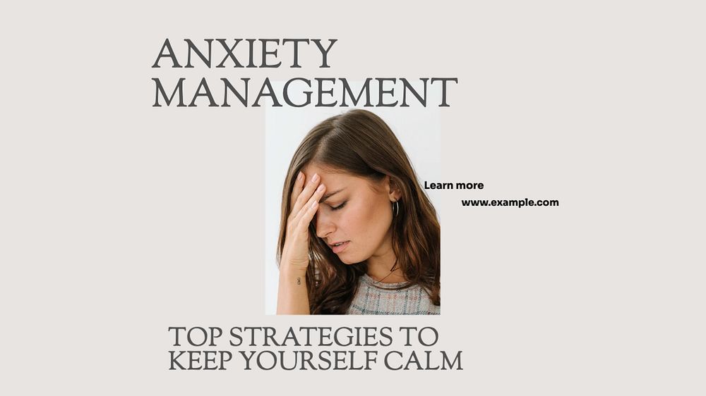 Anxiety management blog banner template, editable text