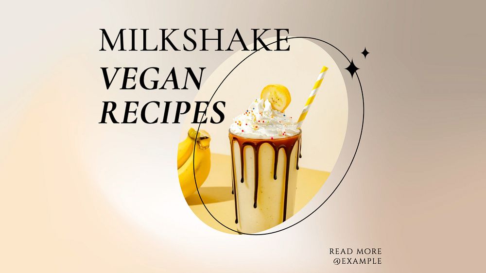 Vegan milkshake blog banner template, editable text