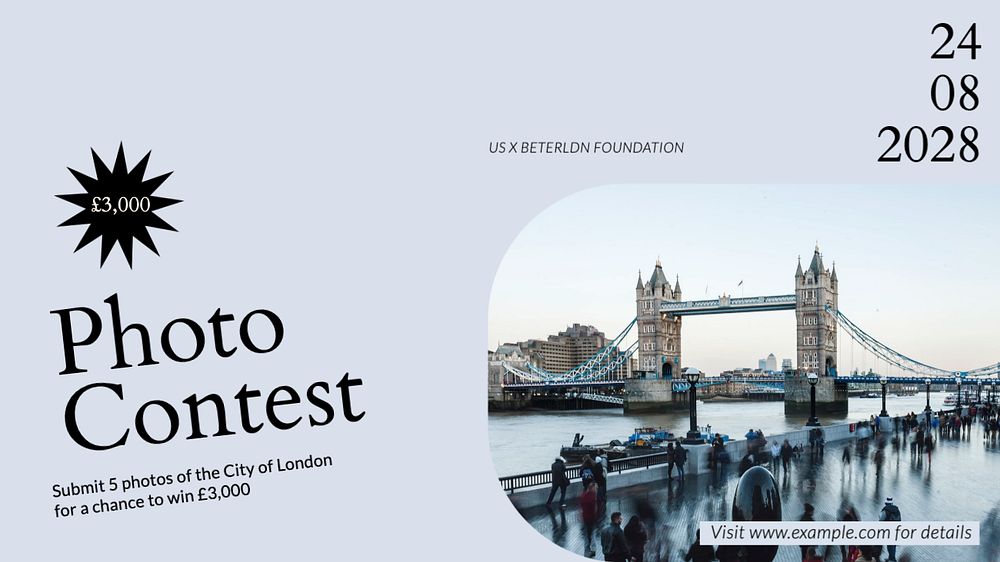 Photo contest blog banner template, editable text