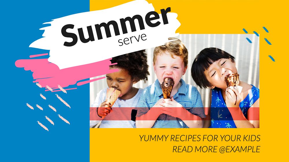 Summer recipe blog banner template, editable text