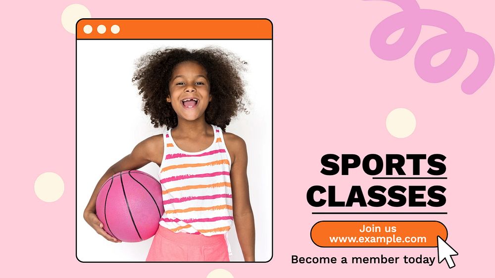 Sports classes blog banner template, editable text