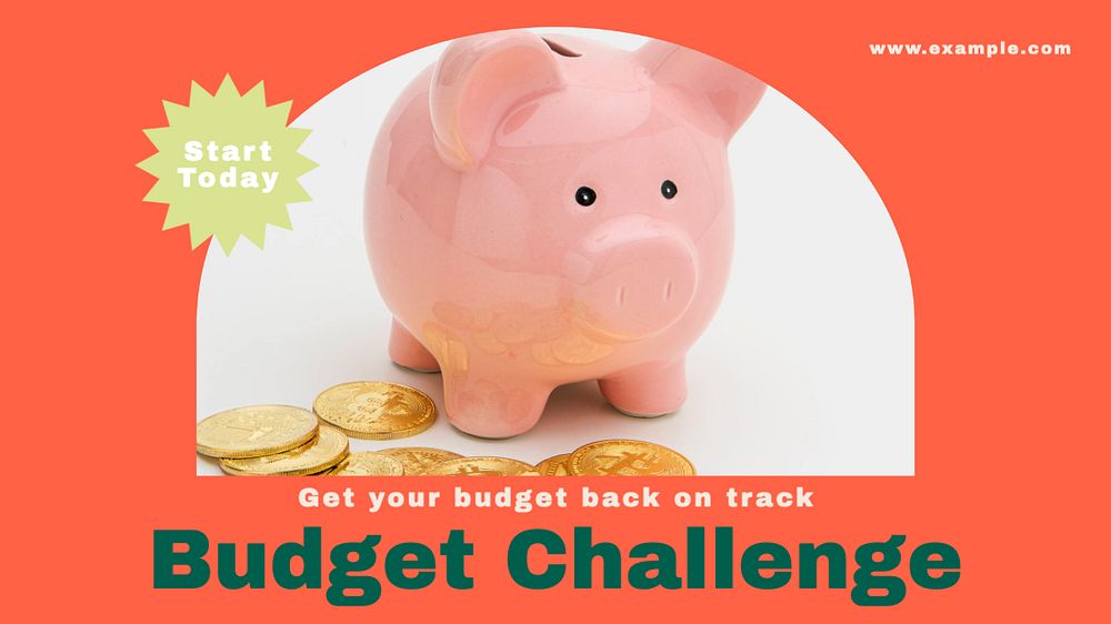 Budget challenge blog banner template, editable text