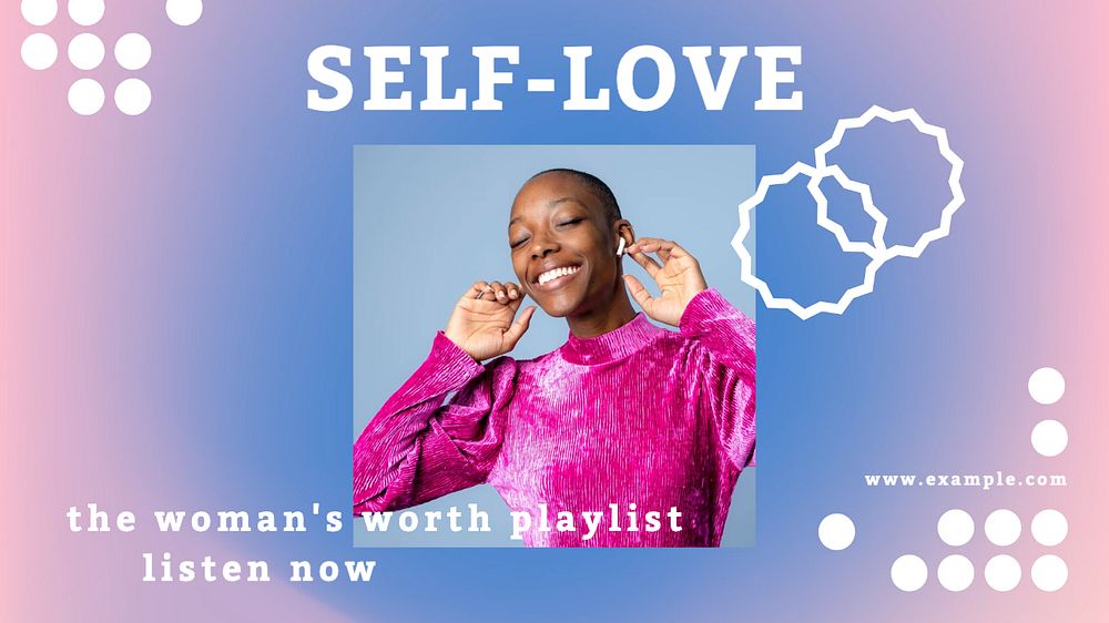 Self-love playlist blog banner template, editable text