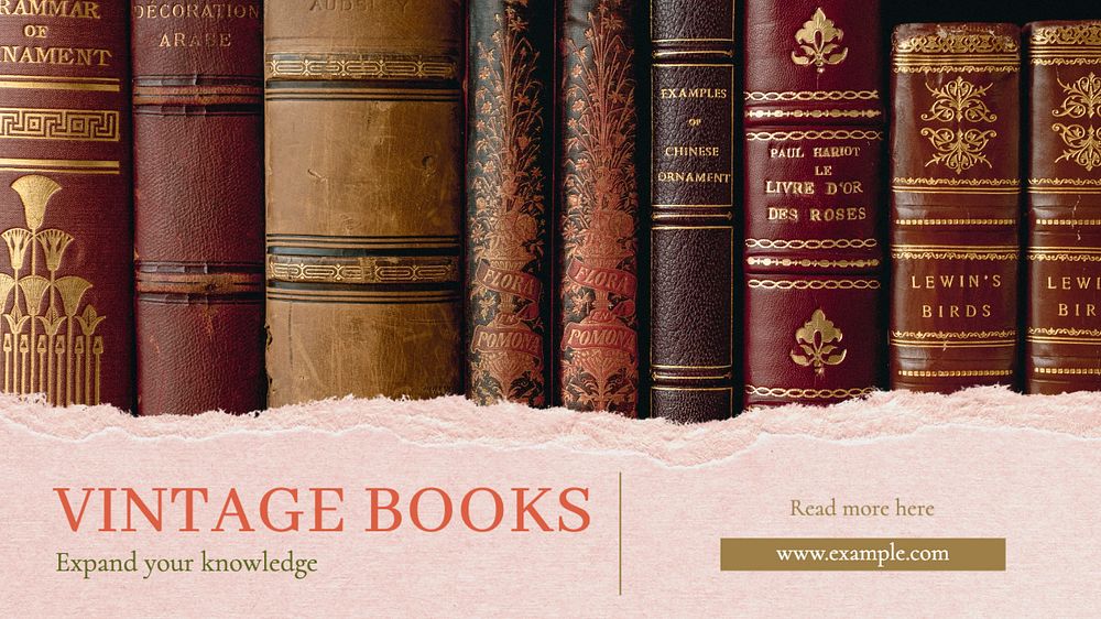 Books blog banner template, editable text