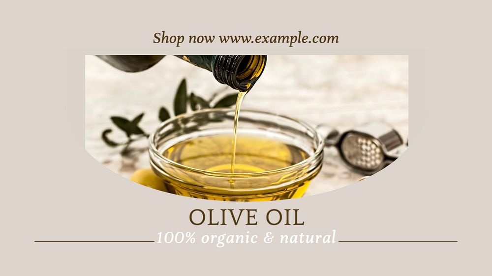 Olive oil blog banner template, editable text