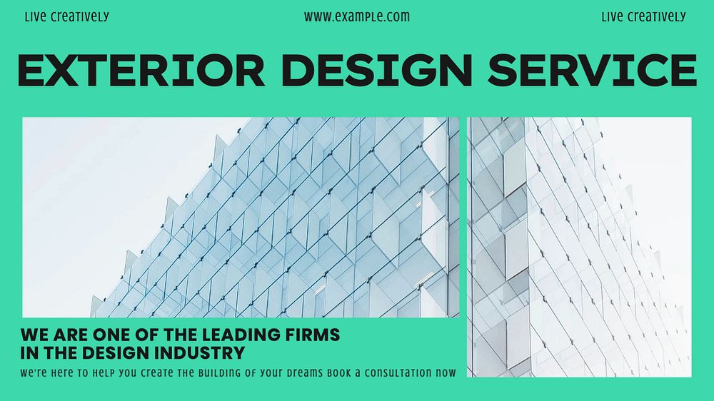 Exterior design service blog banner template, editable text