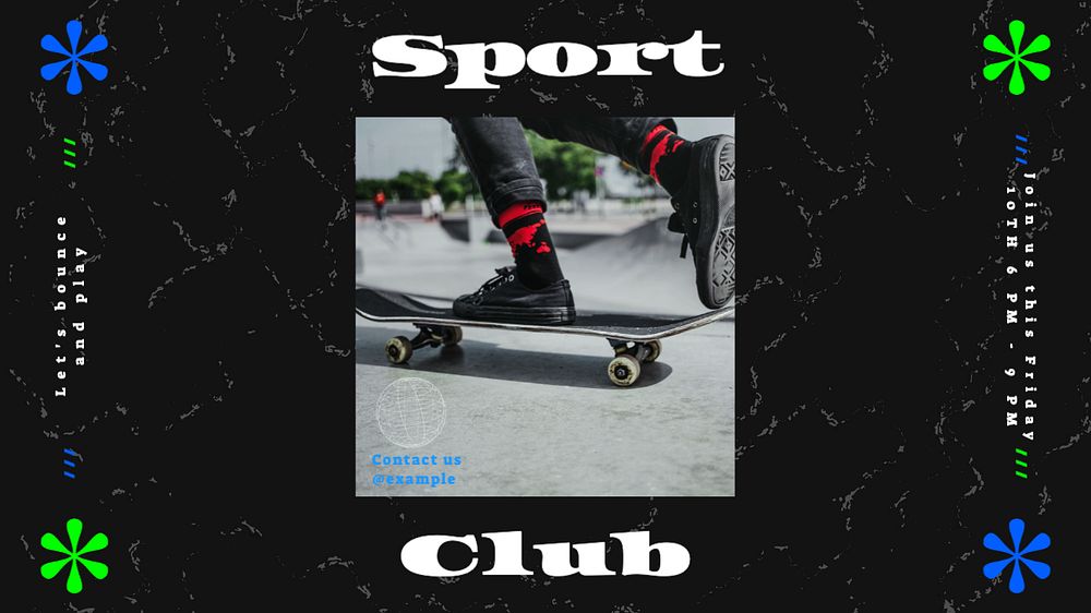 Sport club blog banner template, editable text