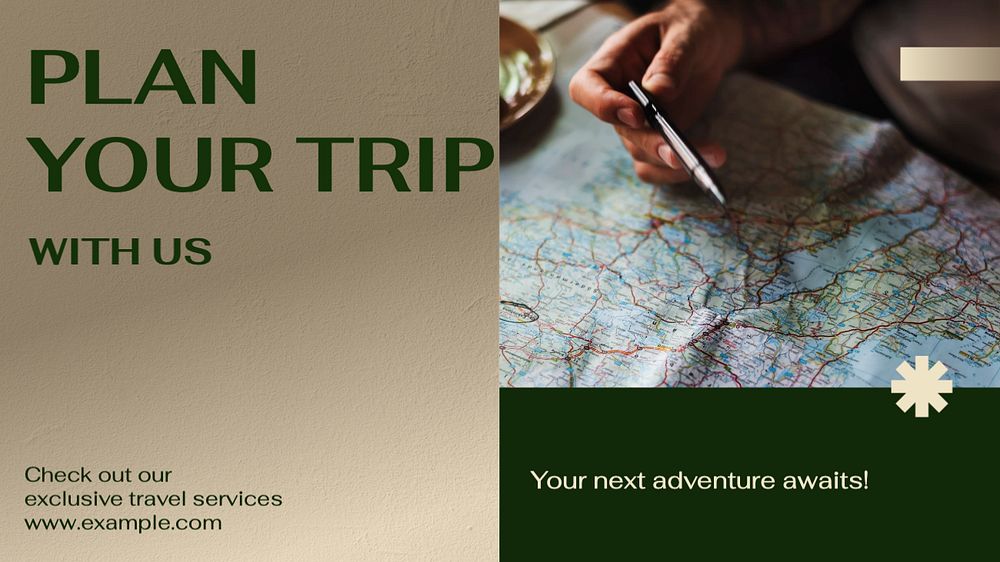 Plan your trip blog banner template, editable text