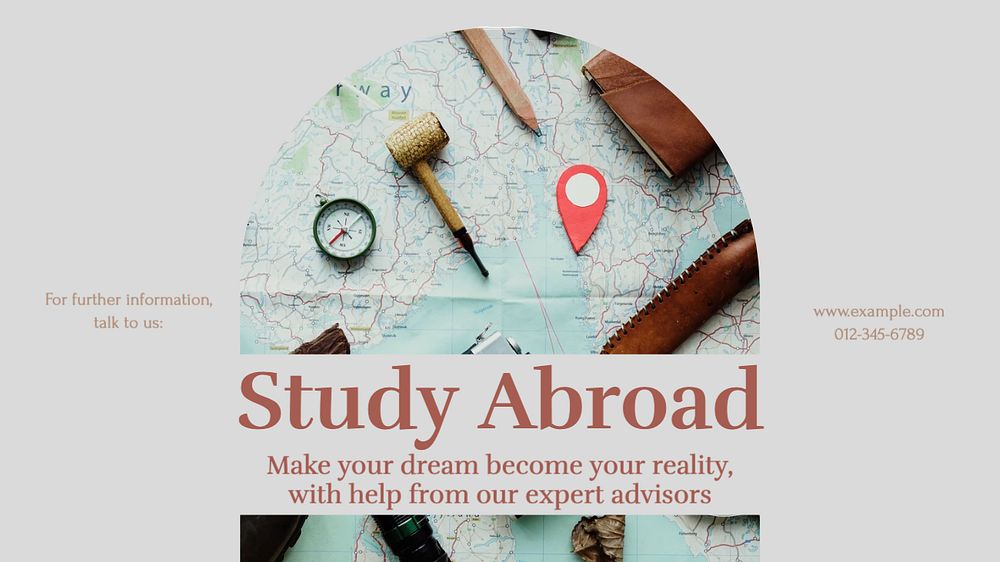 Study abroad blog banner template, editable text