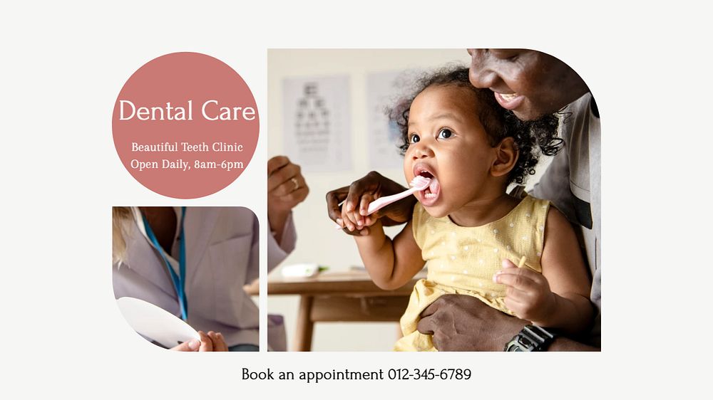 Dental care blog banner template, editable text